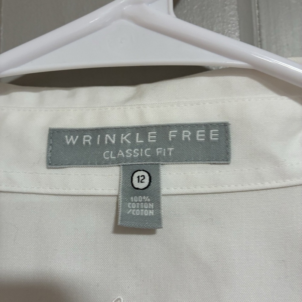 Foxcroft Wrinkle Free White Embroidered Button Shirt Women's Size 12 Classic Fit - Picture 2 of 15